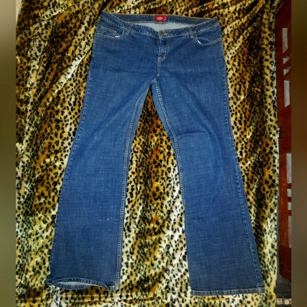 Dickies Girl Stretch Bootcut Blue Denim Jeans PLUS 16 TORRID 2005 Y2K RETRO EUC